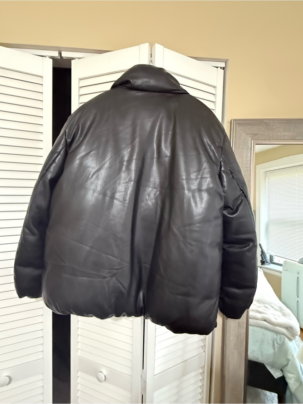 Mango Black Faux Leather Puffer Jacket - Picture 2 of 3